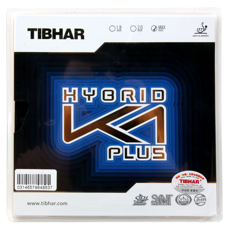 tibhar 挺拔混动红k1蓝k1plus 乒乓球拍胶皮粘性反胶蛋糕海绵乒乓球