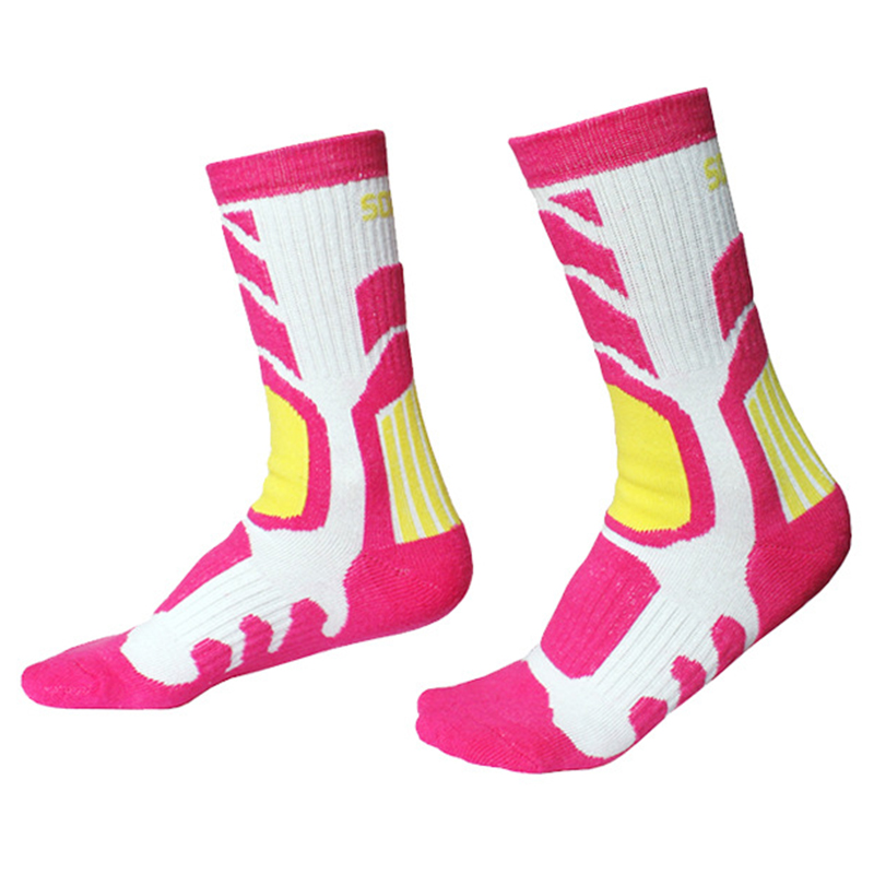 SOARED轮滑袜子专用儿童滑板袜男吸汗防滑速滑溜冰鞋轮滑袜女童滑冰袜子 粉红色 27-30码