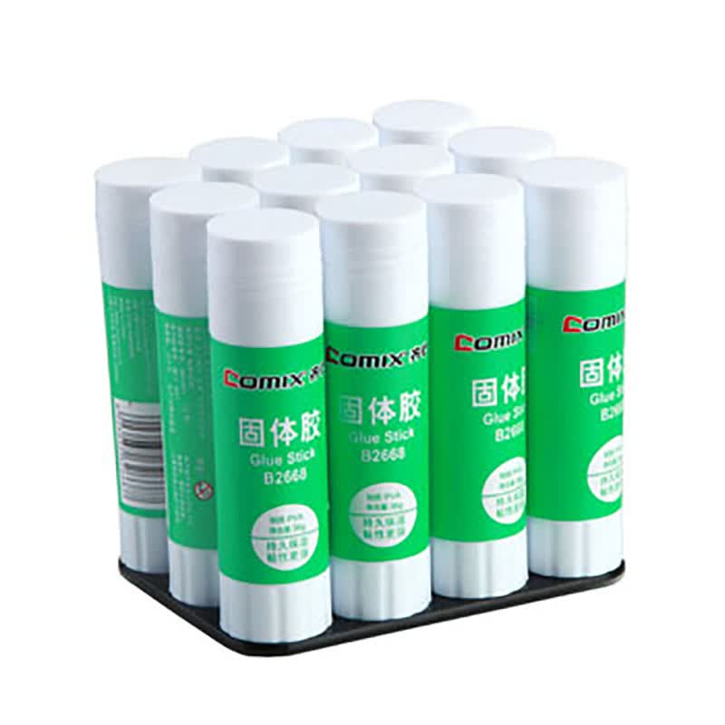齐心（COMIX） 高粘度固体胶 财务办公粘贴胶棒 学生手工固体胶PVC 办公文具用品 B2668  大号36g（12支装）