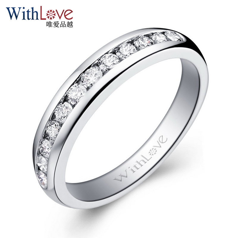 withlove唯爱品越 白18k金35分排钻戒指 pt950铂金女戒 相思引 【白