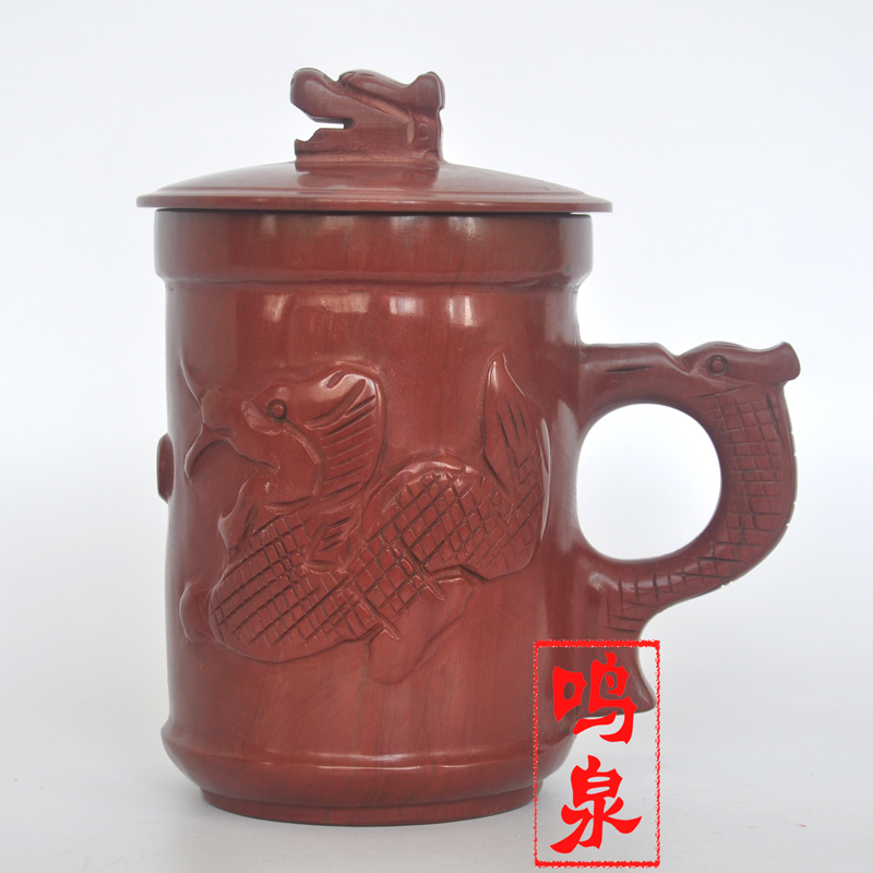 鸣泉 木鱼石大龙杯杯子,木鱼石水杯天然木鱼石制作的杯木子山东特产