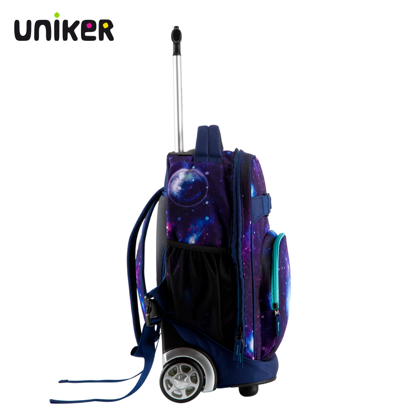 uniker拉杆书包女初高中小学生男大容量双肩背包可登机旅游行李箱包送礼 17007A星空