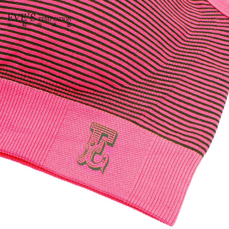 夏娃的诱惑霓虹运动圆领背心式无钢圈无痕美背撞色条纹运动文胸女 玫红色 S 【推荐70B/70C/75A】