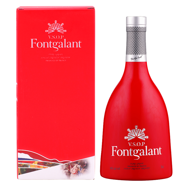 福阁fontgalant 红钻vsop 法国原装进口洋酒联合干邑白兰地 1l 700ml