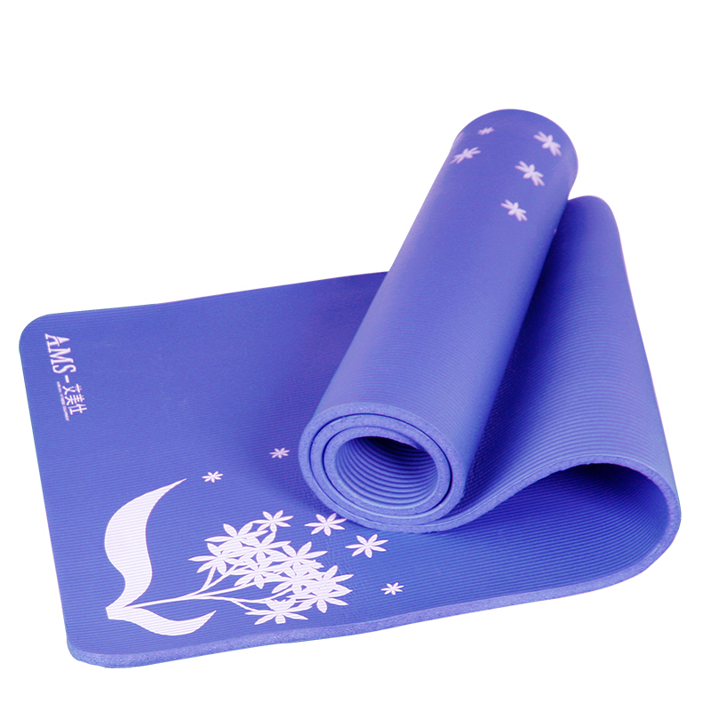 艾美仕10mm瑜伽垫加厚加宽加长183×61瑜珈垫防滑瑜伽毯运动健身瑜伽垫子午睡垫 惠心兰香蓝色