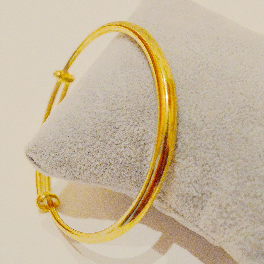 千宝莱金色圆环手镯女男转运珠手环结婚首饰礼物 光面手镯