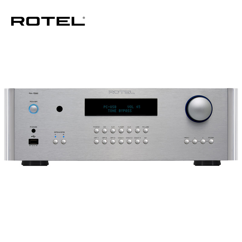 ROTEL路遥 RA-1592 音响 音箱 hifi高保真 功放 立体声合并式功率放大器 PC-USB/蓝牙/平衡输入银色