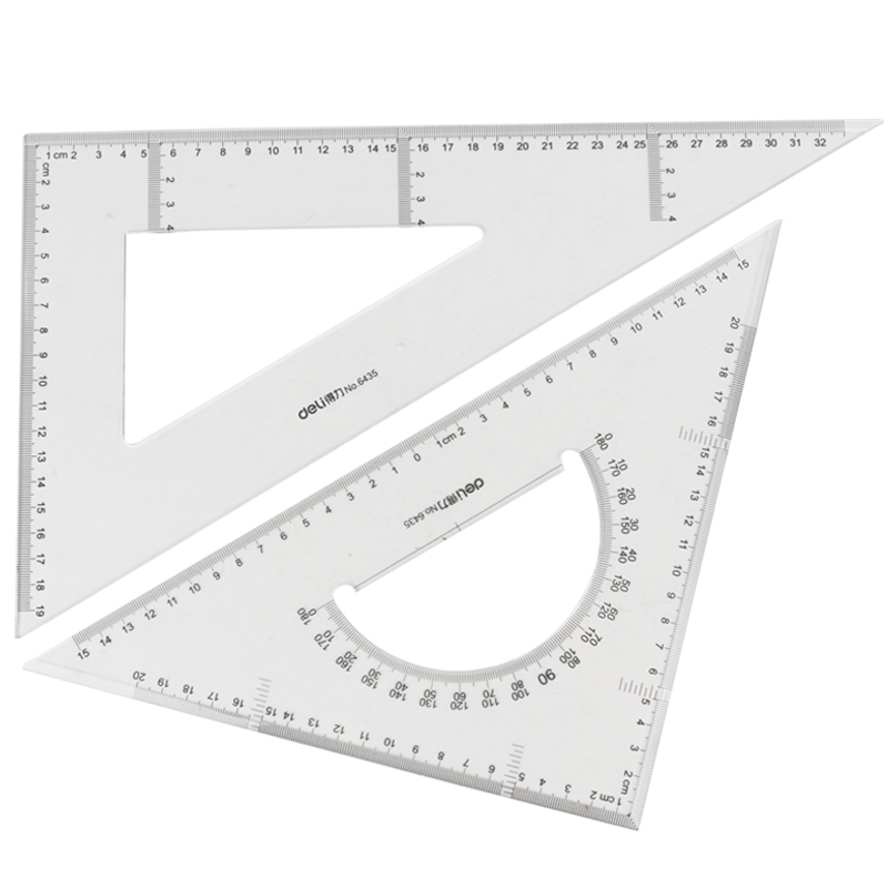 得力(deli)塑料三角尺直尺子 三角板量角器 学生文具 居家学习用品