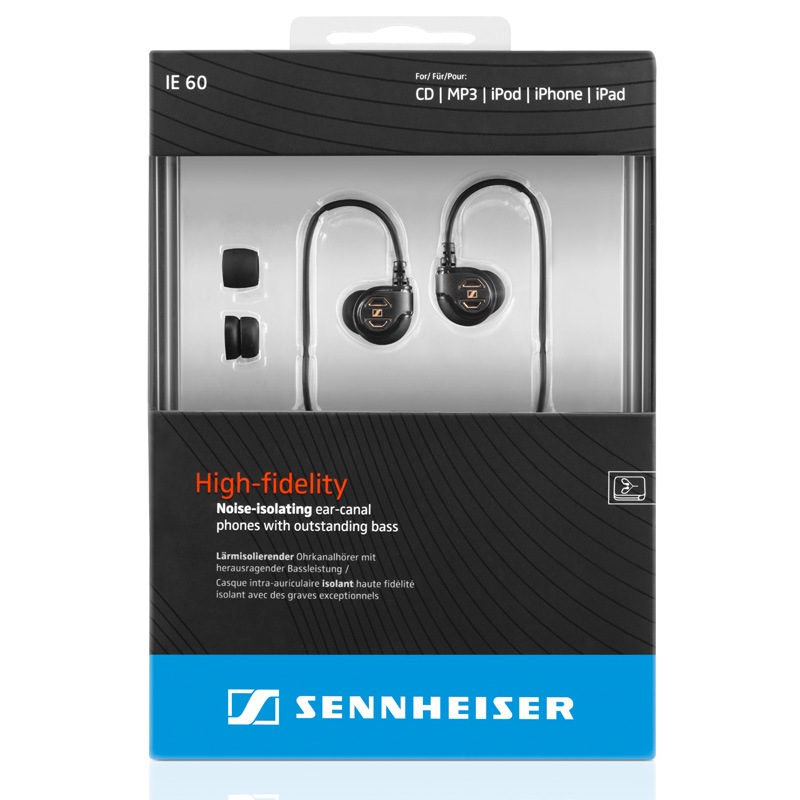 森海塞尔（Sennheiser）IE60 高保真HIFI音乐耳机 有线入耳式 被动环境噪声阻抑 黑色