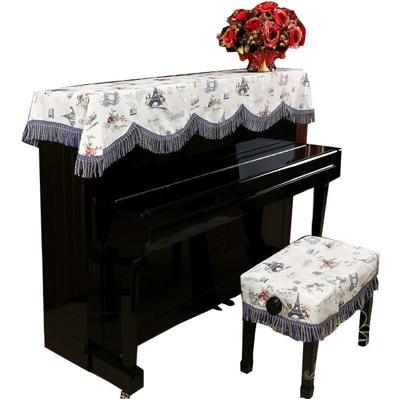 奇宝居 欧式田园钢琴罩两件套钢琴罩 全罩钢琴半罩钢琴罩半罩 两件套