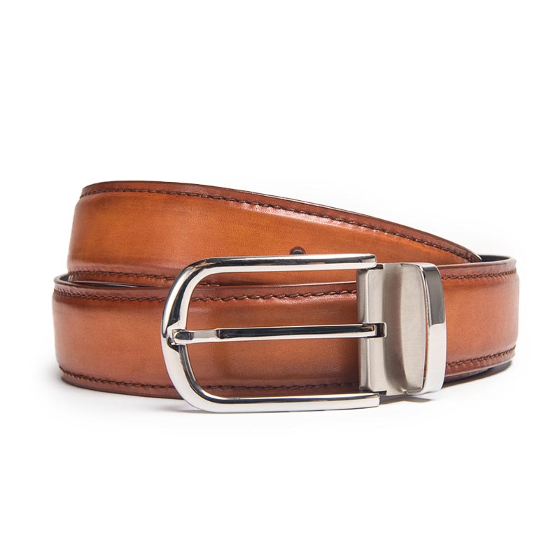 皮带系列!手工擦色小牛皮针扣商务休闲百搭腰带 幽蓝 120 cm