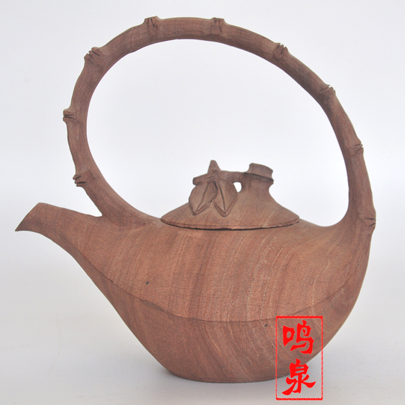 鸣泉天然木鱼石茶壶天然原石只作造型不打磨,馒头山原矿石纯手工制作
