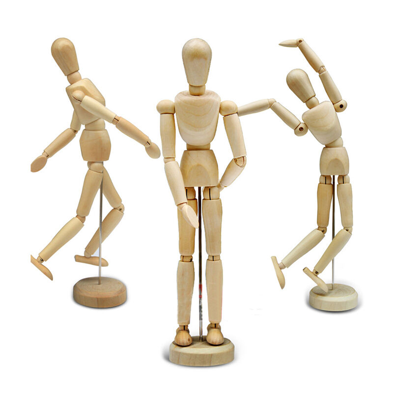 实木漫画木人模型 木头人 素描木偶人关节人偶木手 8英寸(20cm)木头人