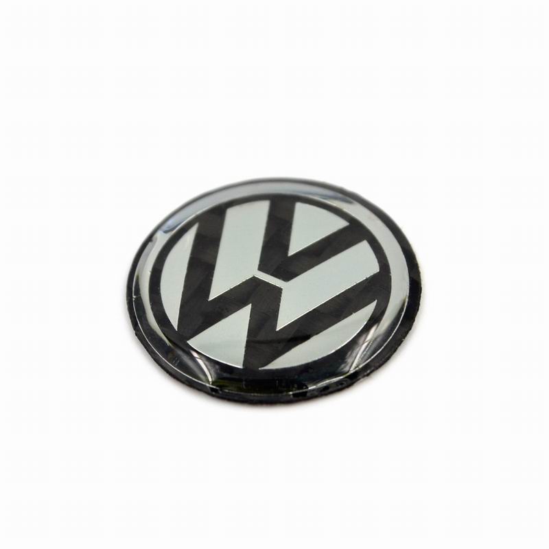 de 大众车标志纯正碳纤维圆贴圆标车用黑色胶贴随意贴小贴标车标车贴