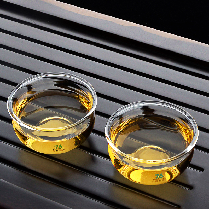 76茶业 台湾76玻璃茶具 玻璃小茶杯 品茗杯 小号杯子 耐高温透明喝茶杯子 反口杯防烫 85毫升（2只装）