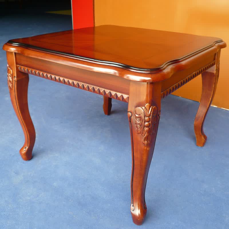 2米棕红色茶几茶桌实木雕花长几简约茶几方几咖啡桌 65*65cm方几