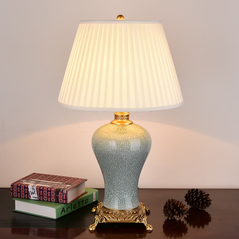 镭特景德花瓶陶瓷台灯卧室床头灯全铜温馨沙发转角装饰角几客厅大台灯