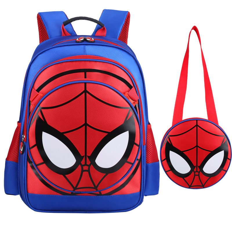 丁扬蜘蛛侠书包小学生子母包男生一到六年级儿童背包减负护脊 天蓝色 小号（1-3年级）