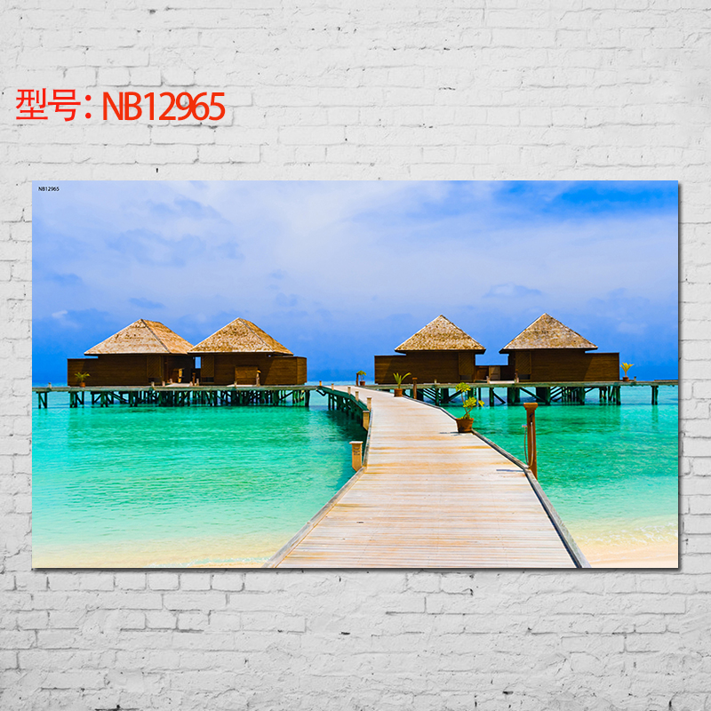 大海 海边风景 画海报蓝天白云海边美景图 宿舍房间客厅 房间宿舍贴墙
