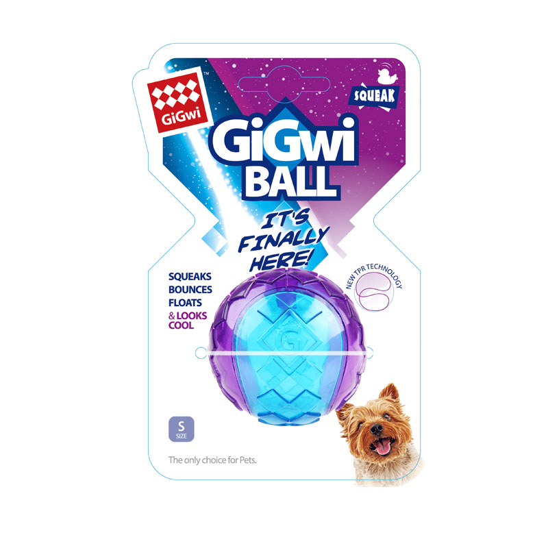 贵为（GiGwi）G-Ball球（小号，透明） 宠物玩具 狗狗玩具 耐咬 耐磨 高弹力磨牙发声球 互动玩具