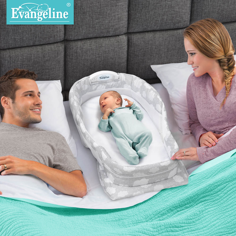 Evangeline 爱为你婴儿床床中床新生儿便携式可折叠旅行床睡篮迷你宝宝床防溢奶 【旗舰款】云朵灰