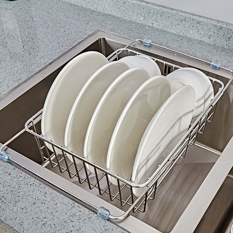 home) 304不锈钢沥水架水槽沥水篮多功能可伸缩水果蔬菜碗碟收纳篮