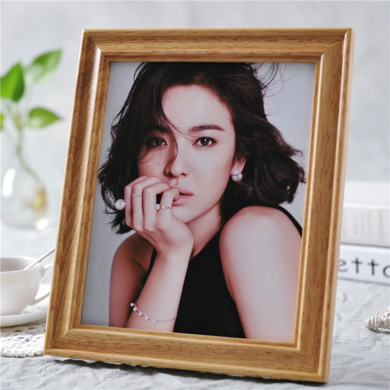 挂墙洗照片做成相框挂墙儿童相片架像框证书框相框摆台 原木色 5寸8