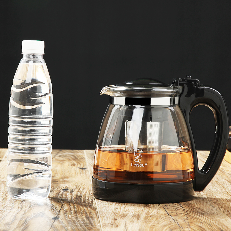 禾艾苏(heisou)玻璃茶壶大容量耐热玻璃花茶壶泡茶器不锈钢过滤冲茶器功夫茶具 2000ml茶壶