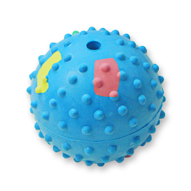 AiBaoPet宠物狗用玩具球 橡胶球 实心弹力球耐咬 橡胶铃铛刺球大号7.3cm