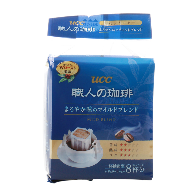 悠诗诗（UCC）滴滤挂耳式职人咖啡粉(圆润柔和) 7g*8p/袋 日本进口