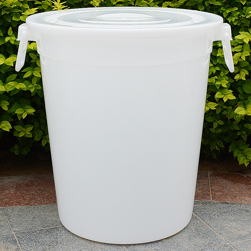 诗欧莱大号塑料桶加厚垃圾大水桶白色60升\100升\150升圆形带盖 150L 直径60 高度68CM