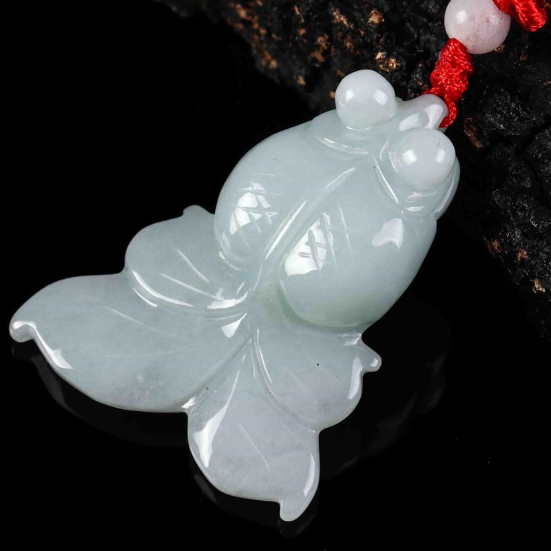 箴诺 天然a货翡翠金鱼吊坠年年有余玉坠男女玉挂件玉石鲤鱼项坠 红色
