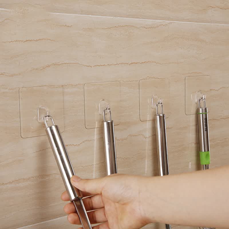 挂钩贴 强力透明塑料壁挂不粘门后钩子无痕免钉厨房卫浴粘勾 透明挂钩