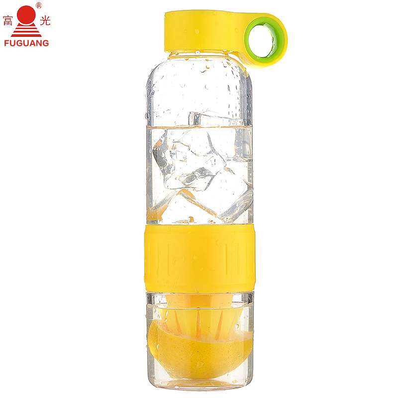 富光玻璃柠檬杯子二代大容量榨汁杯儿童活力瓶果汁水杯 黄色 580ml 玻璃杯