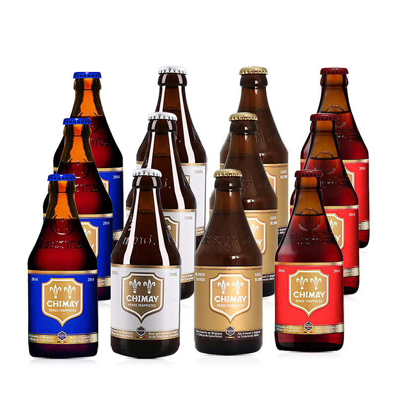 智美（Chimay） 比利时原装进口修道院精酿啤酒高度啤酒 12瓶组合装金帽+红帽+白帽+蓝帽