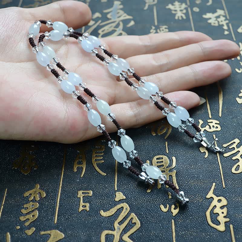 小小钰 手工高档编制项链玉绳翡翠a货玉珠水晶吊坠绳玉佩玉器挂绳