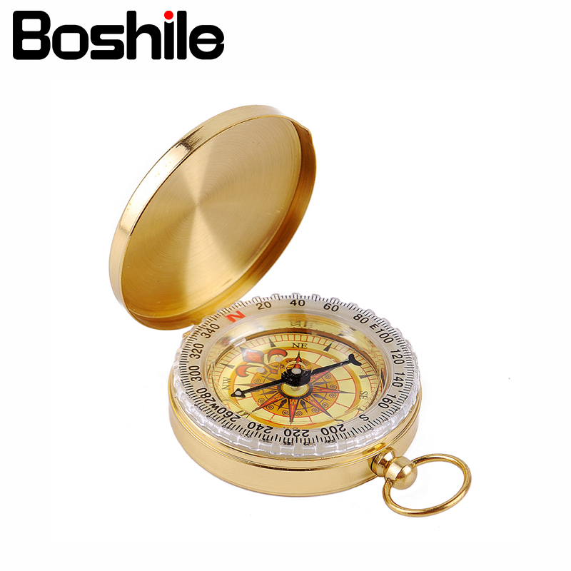 博视乐（Boshile） 金色怀表指南针 户外旅游探险地质罗盘仪 精准定向铜制指北针