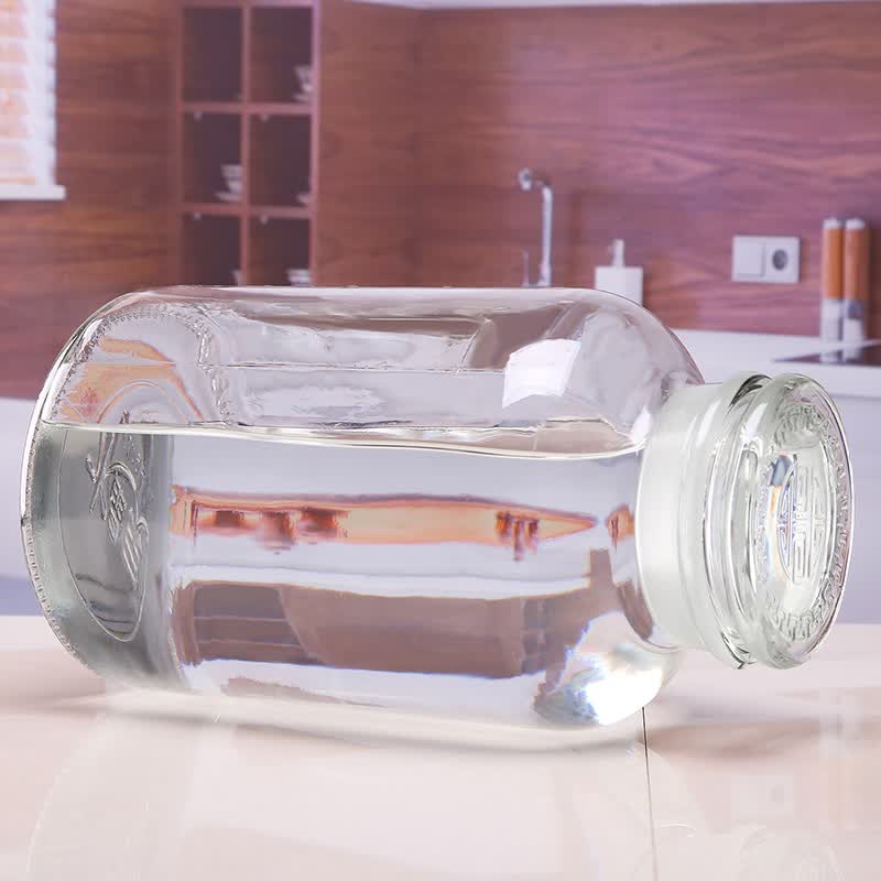 两只蜜蜂泡酒玻璃瓶加厚密封罐专用酒瓶白酒酿酒缸酒坛广口家用容器 5斤(光面)裸瓶