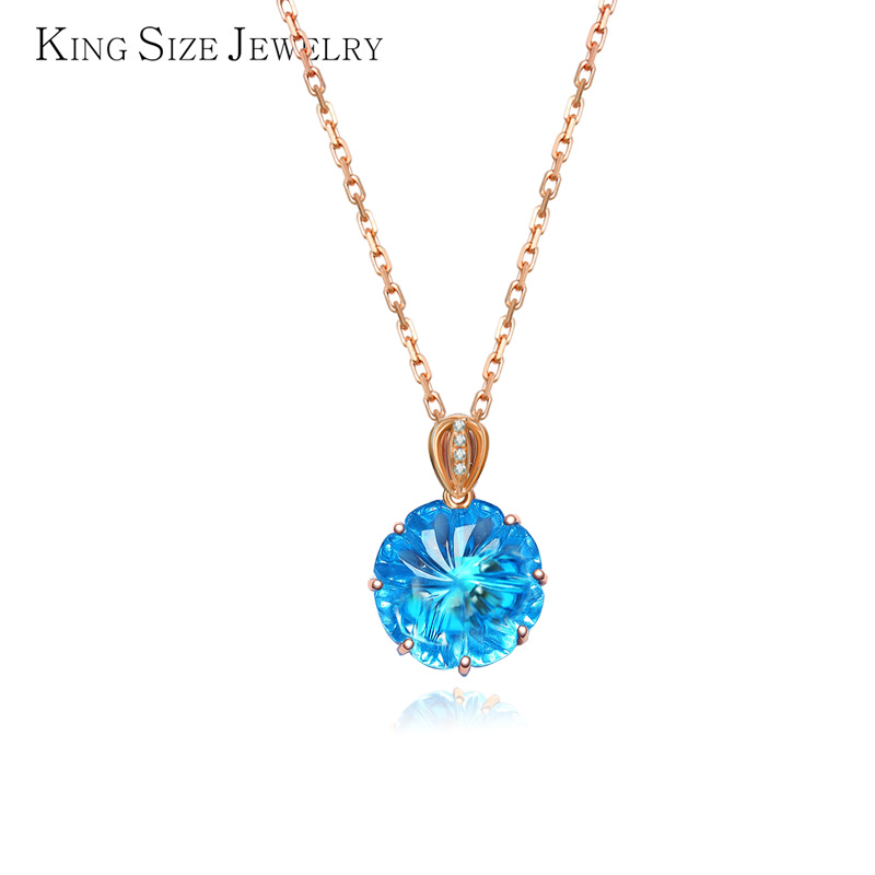 king size jewelry 18k金托帕石吊坠女项链玫瑰金色锁骨链