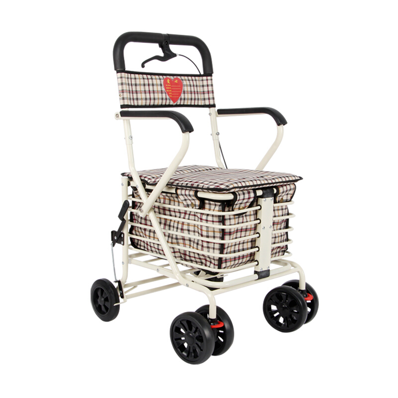 康冀堂 老年人购物车助行器买菜推车折叠可坐老人手推车带座椅遛弯