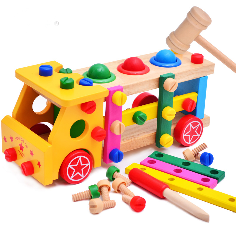 螺母拆装车敲球螺丝车工具拆装组合玩具车 男女宝宝开发智力儿童4-5-6-7-8岁早教玩具 螺母组合车