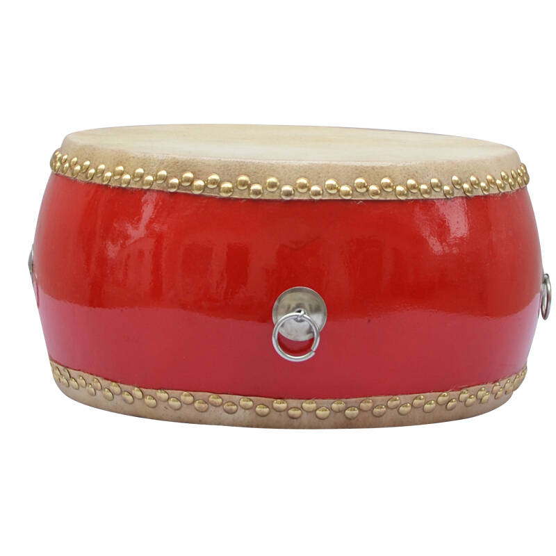 居10寸牛皮堂鼓 1尺牛皮威风鼓 口径约33cm 红鼓 庆典鼓 牛皮鼓 木鼓