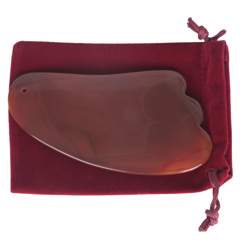 旭艾堂 玉石玛瑙刮板 脸部眼部身体 点穴位按摩玉器 天然红玛瑙大刀款