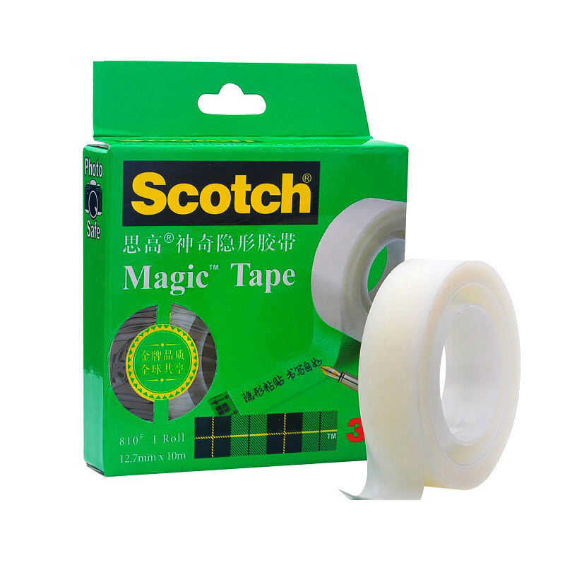 3m scotch思高810神奇隐形胶带 透明磨砂可手撕书写粘错题胶带无痕胶