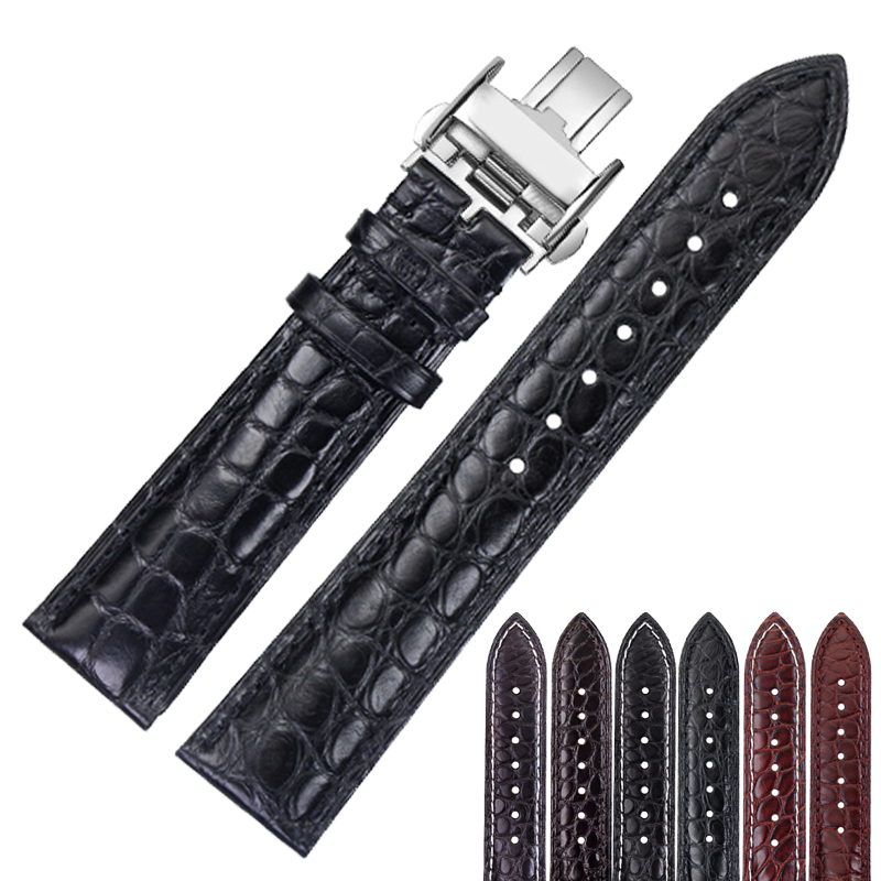 世辉适用浪琴表带名匠月相康卡斯瑰丽真皮手表链蝴蝶扣手表带男 l2