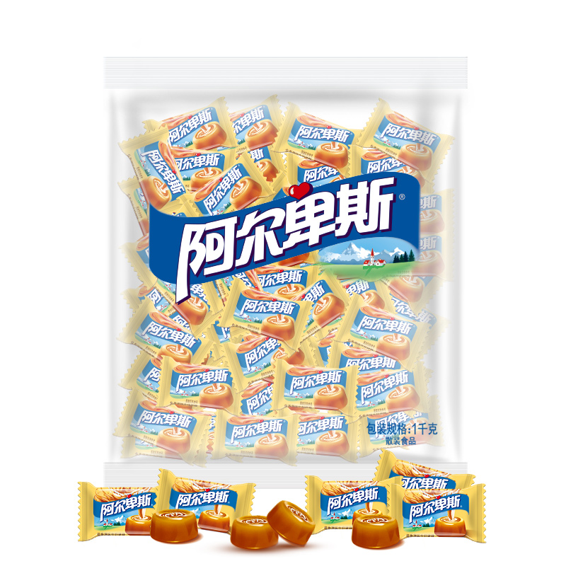 阿尔卑斯焦香源味牛奶硬糖单粒包装袋装1kg(约250颗 婚庆糖果散糖