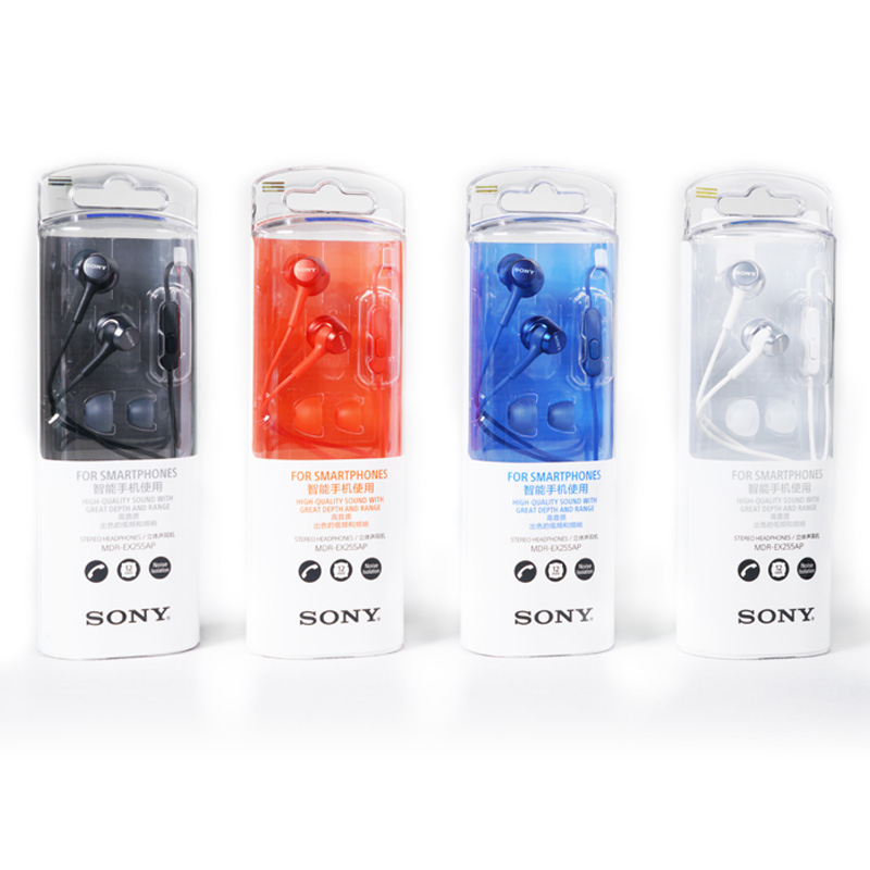 索尼（SONY） MDR-EX255AP 耳机入耳式有线带麦立体声手机通话高音质 蓝色