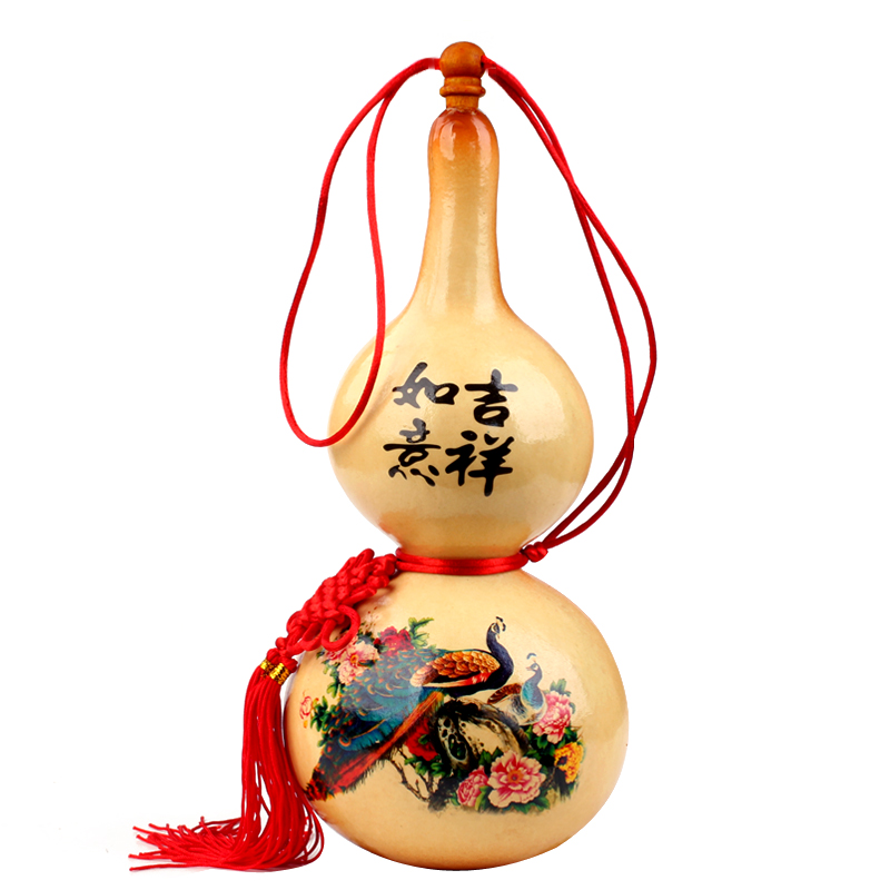 聚缘阁开口葫芦家居挂件彩绘木葫芦工艺品葫芦摆件 高