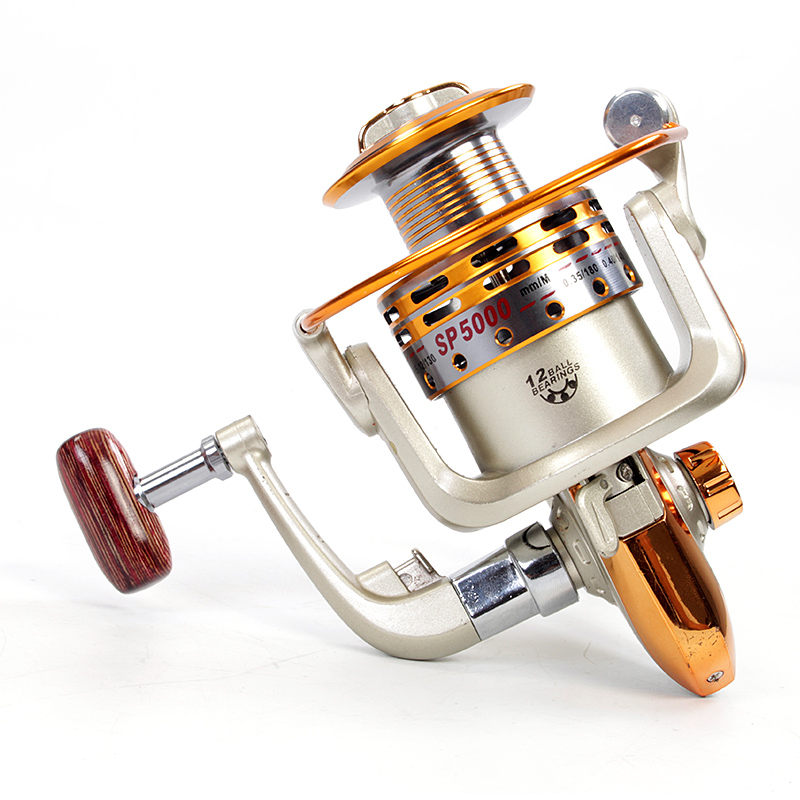 海杆纺车轮 鱼轮全金属头海竿渔线轮 sp5000金属轮 送100米鱼线