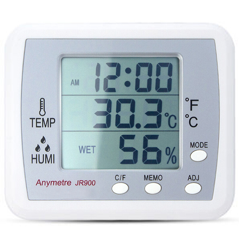 美德时电子温湿度计室验室JR900湿度计 时钟闹钟 温度计四合一 高精准度